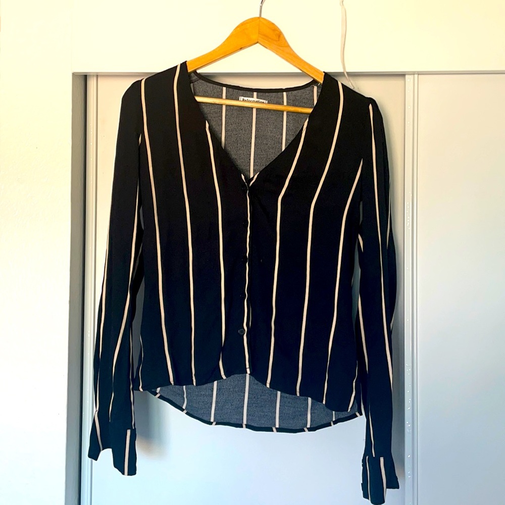 Reformation long sleeve buttondown striped top NWT